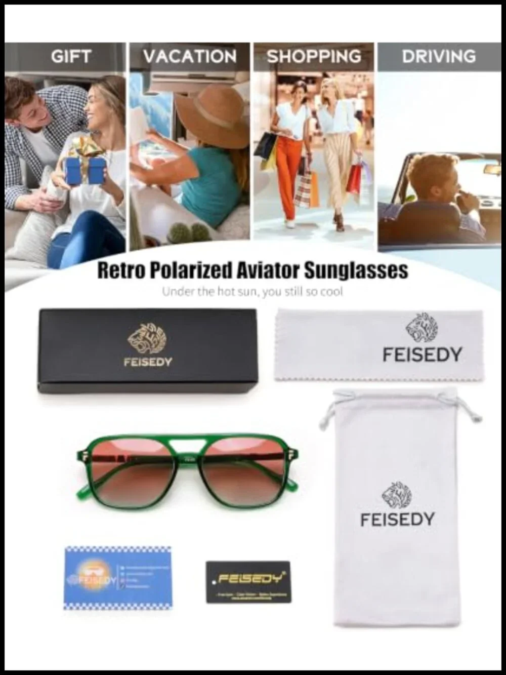 Retro Polarized Aviator Sunglasses UV400 Protection Square Sunnies